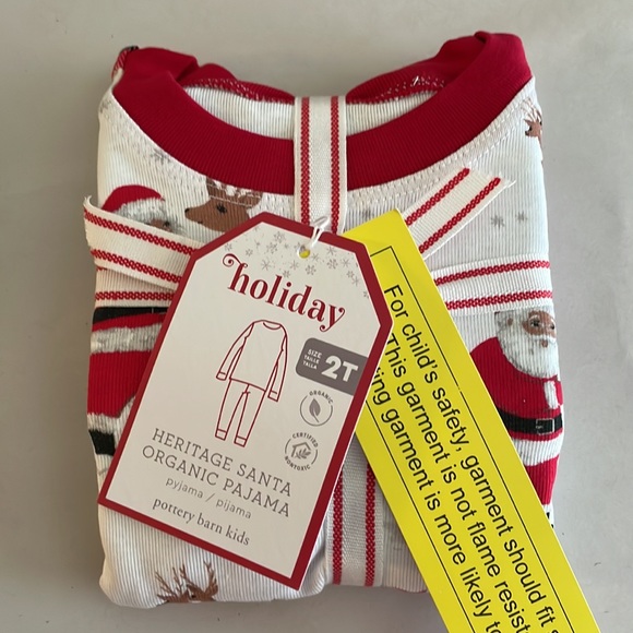 Pottery Barn Kids Heritage Santa Organic Pajamas Size 2T, NWT - Picture 8 of 9